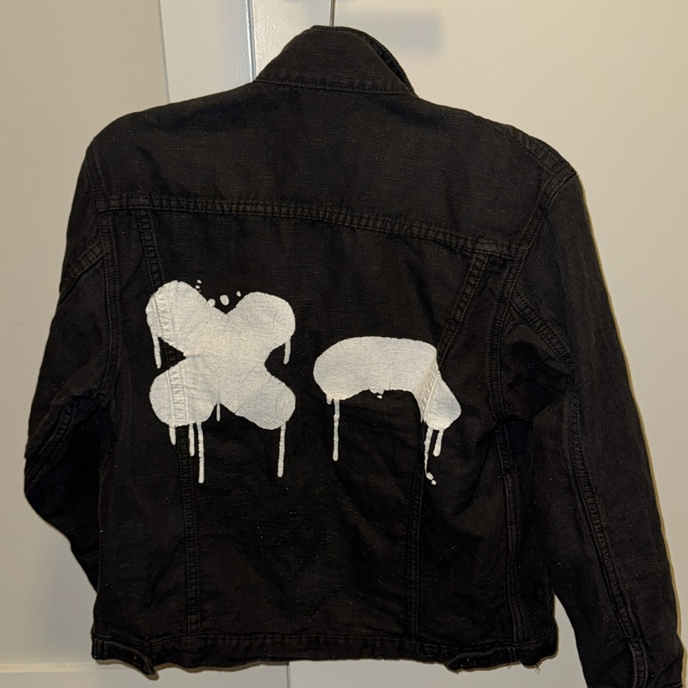 Rumble Boxing Black Denim Jacket with White Graphic